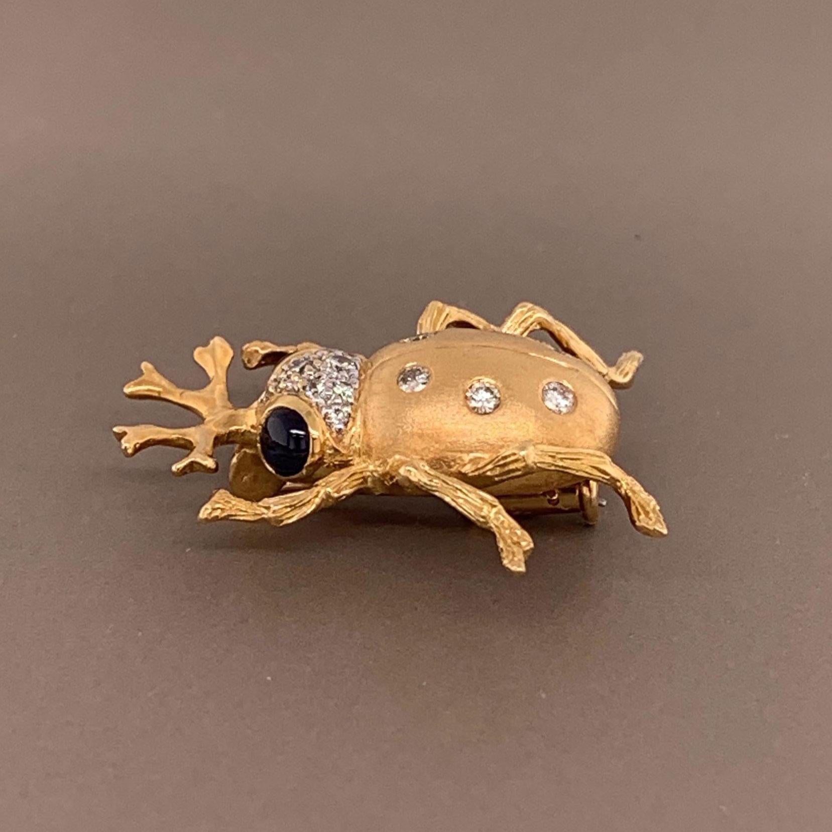 Women's or Men's Sapphire Diamond Gold Insect Pin Brooch For Sale