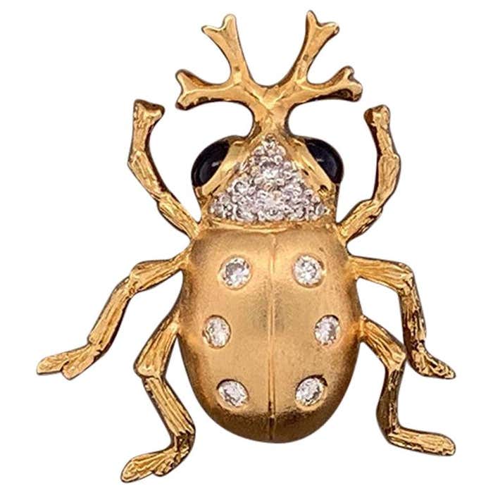 Sapphire Diamond Gold Insect Pin Brooch For Sale at 1stDibs | metallic ...