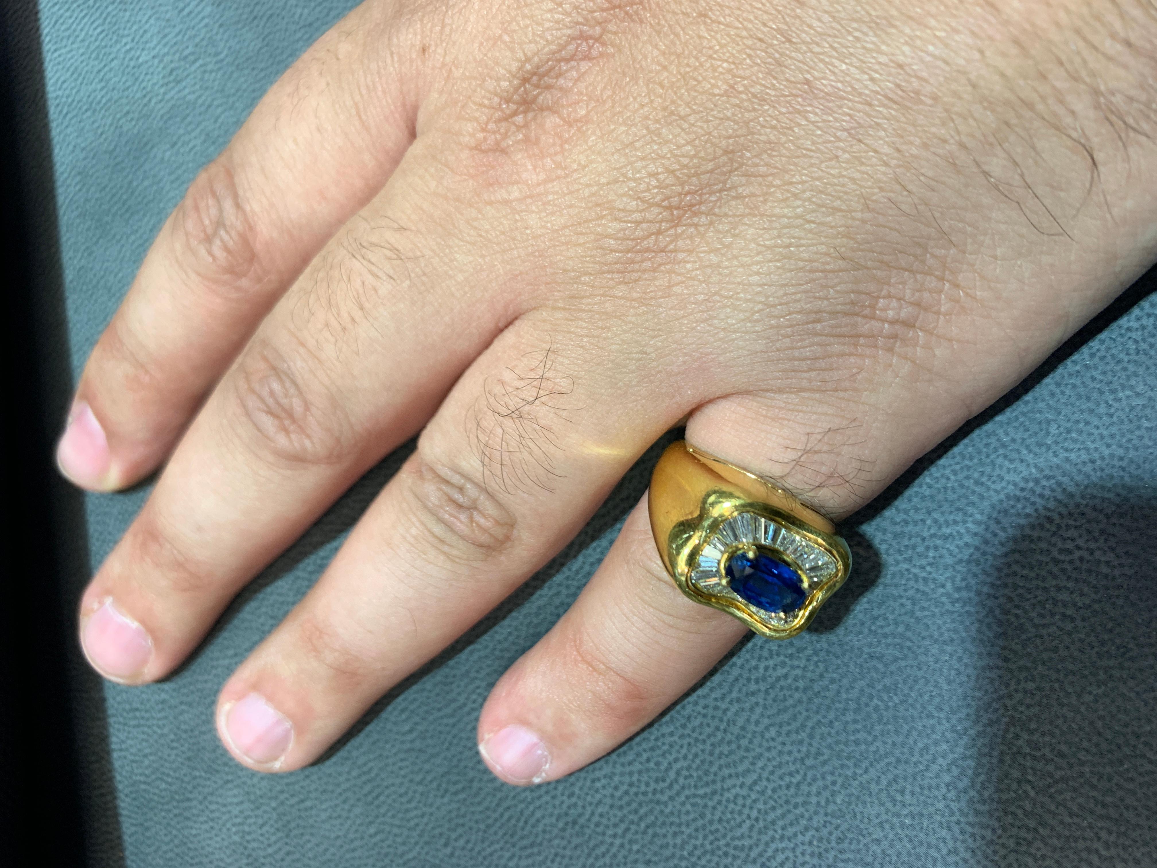 mens gold sapphire ring