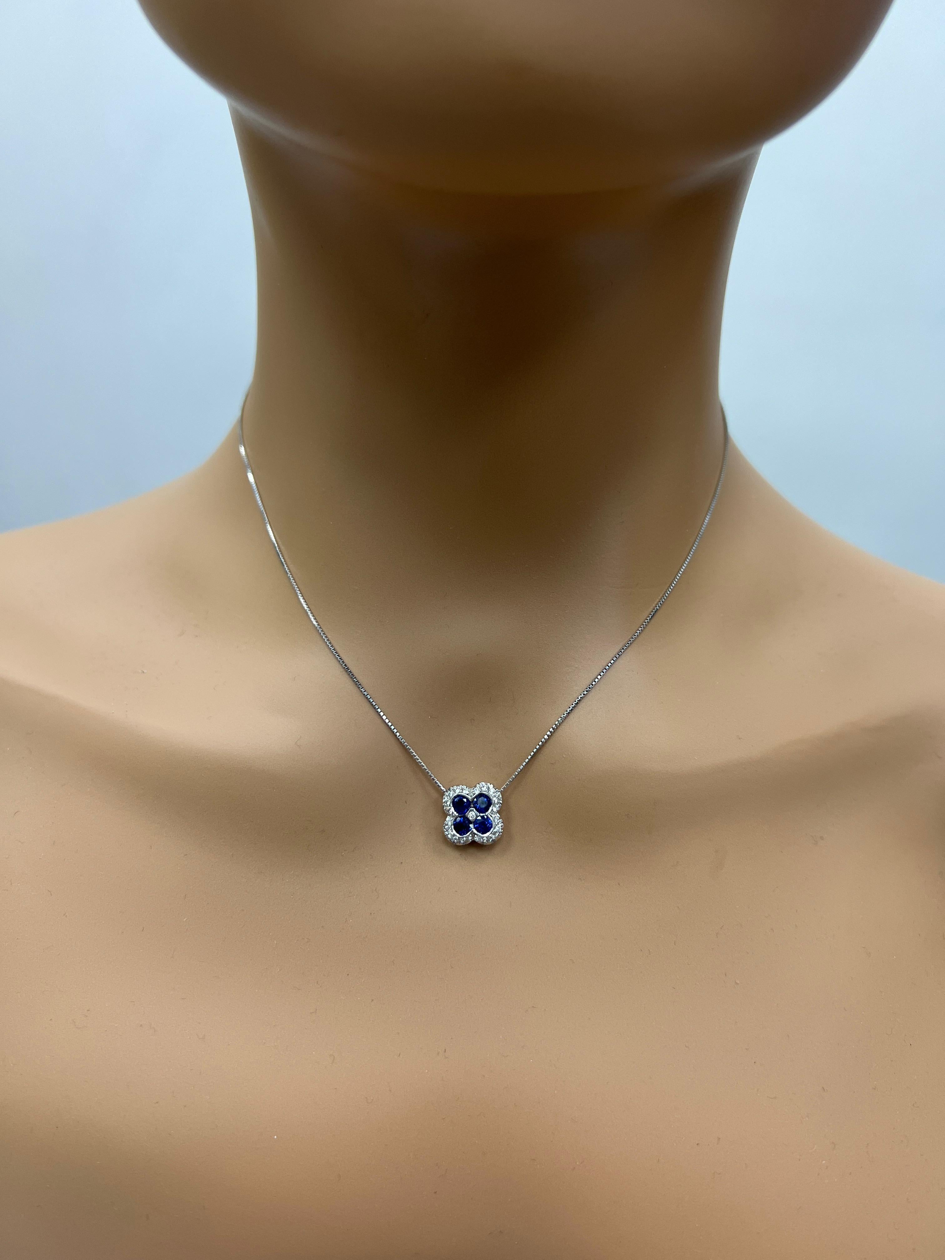 Women's Sapphire Diamond Gold Necklace For Sale