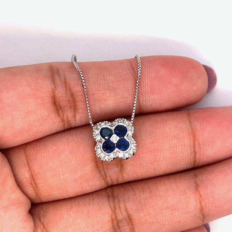 Sapphire Diamond Gold Necklace For Sale at 1stDibs