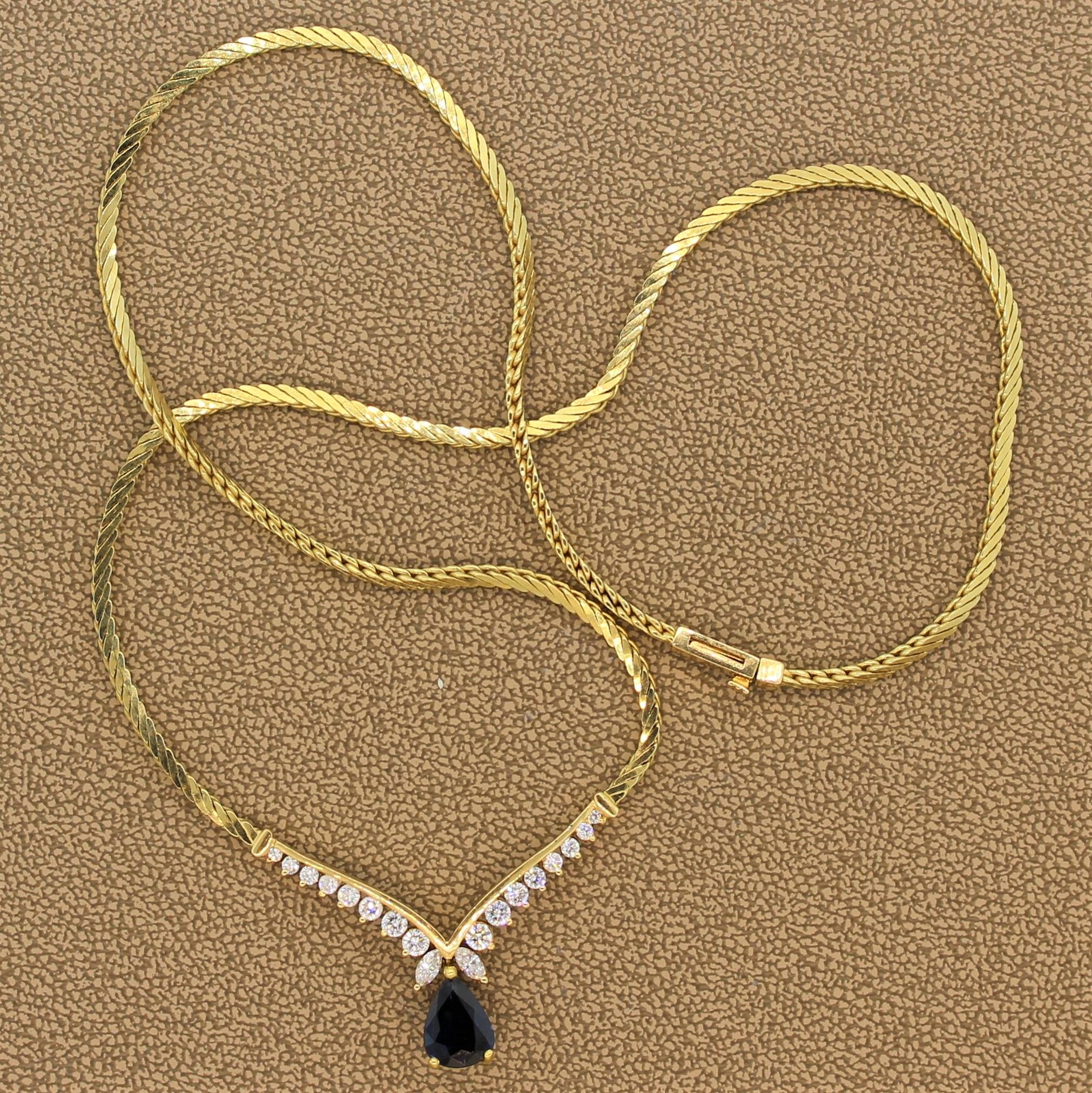 Sapphire Diamond Gold Necklace 2