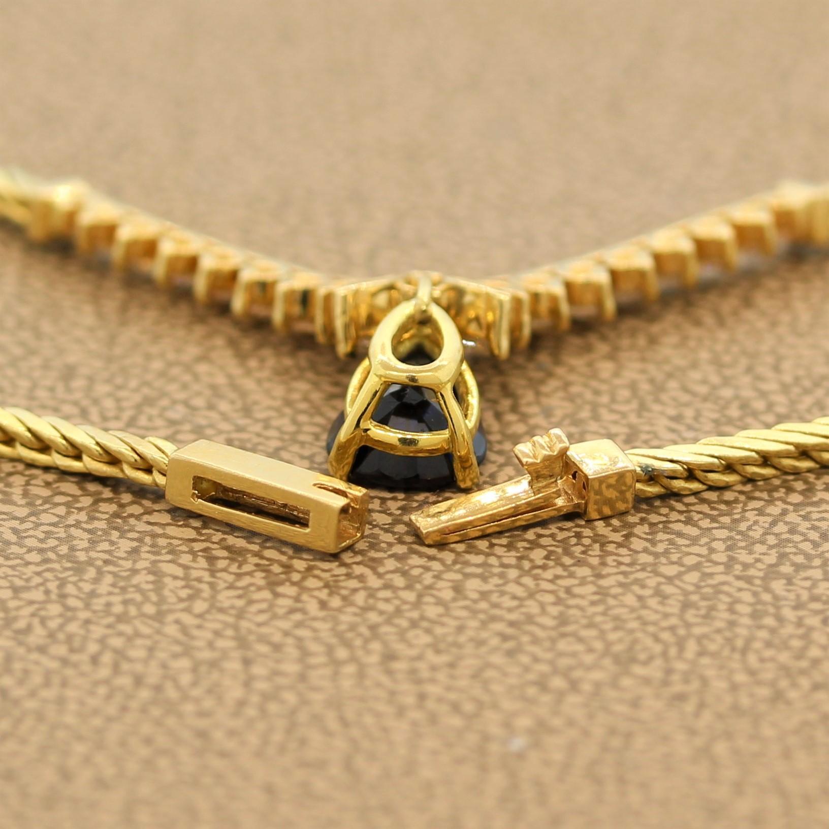 Sapphire Diamond Gold Necklace 3