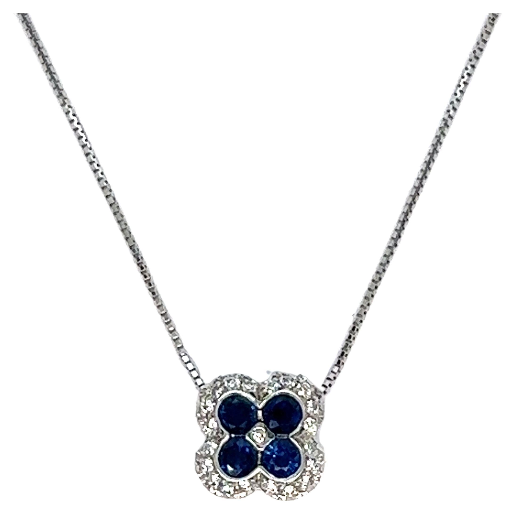 Sapphire Diamond Gold Necklace For Sale