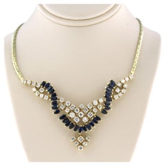 Sapphire Diamond Gold Necklace