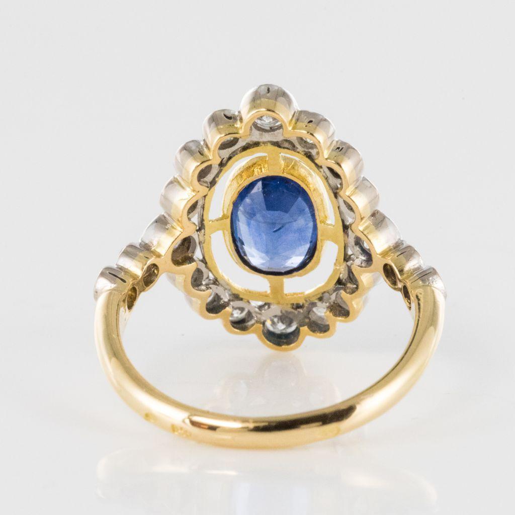 Sapphire Diamond Gold Openwork Ring 8