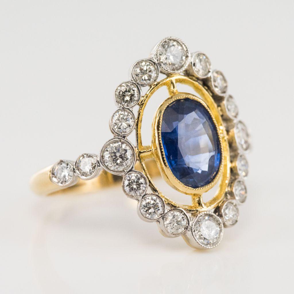 Sapphire Diamond Gold Openwork Ring 10