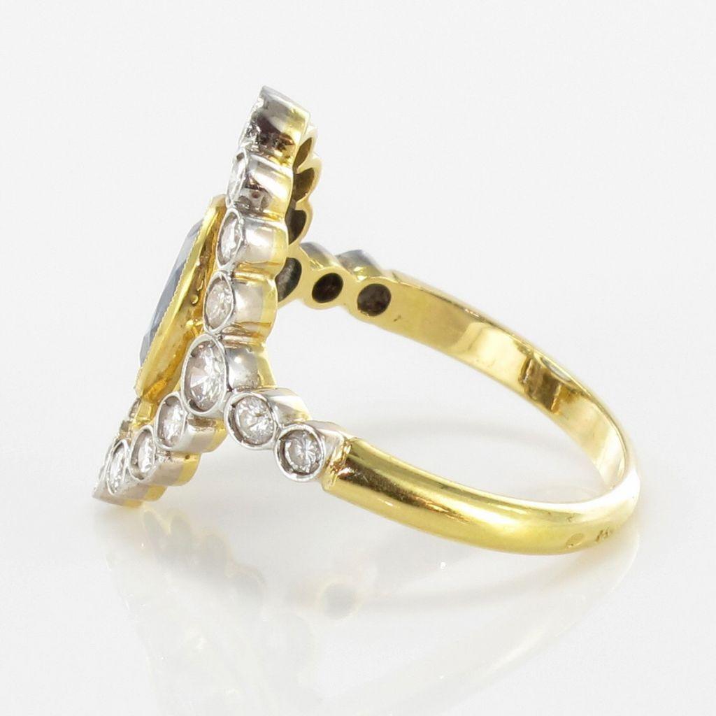 Sapphire Diamond Gold Openwork Ring 11