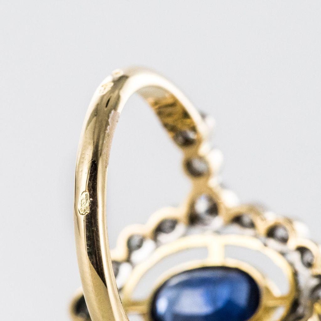 Sapphire Diamond Gold Openwork Ring 12