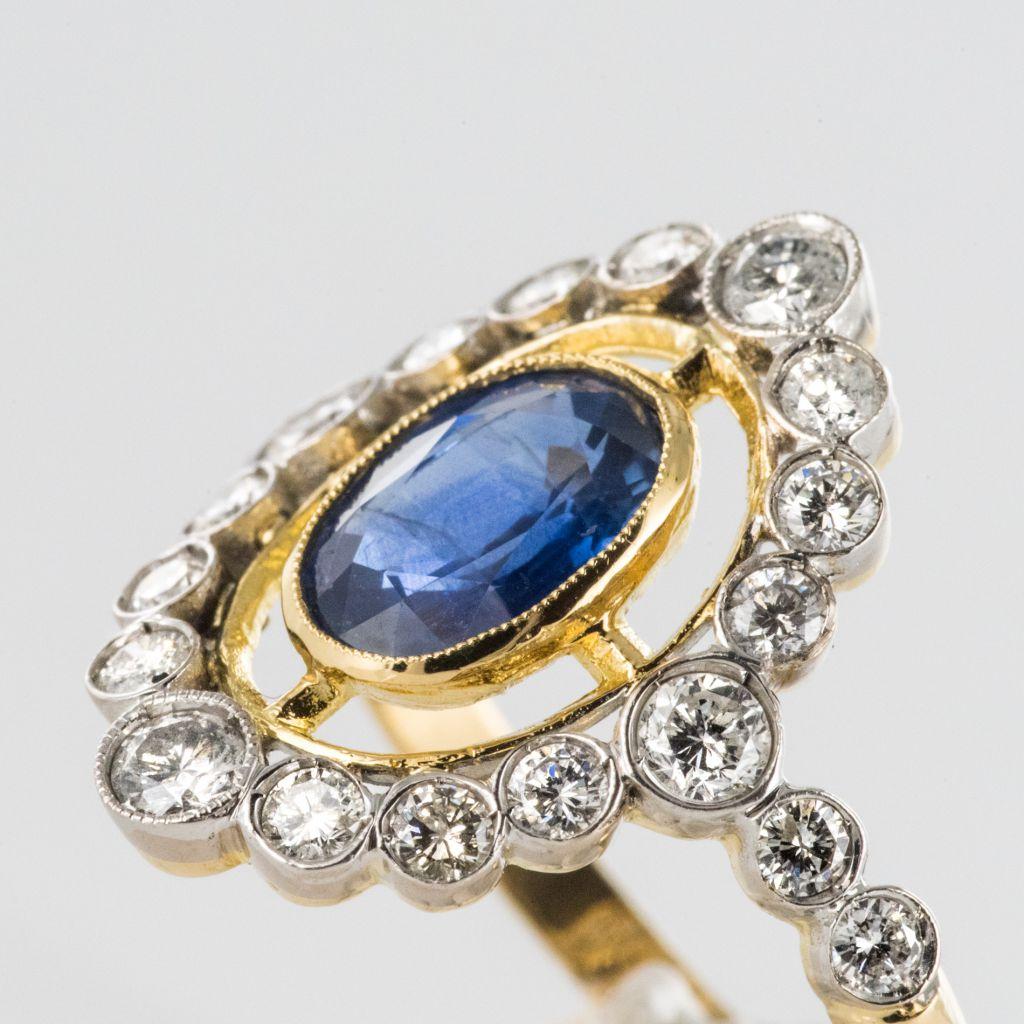 Sapphire Diamond Gold Openwork Ring In New Condition In Poitiers, FR