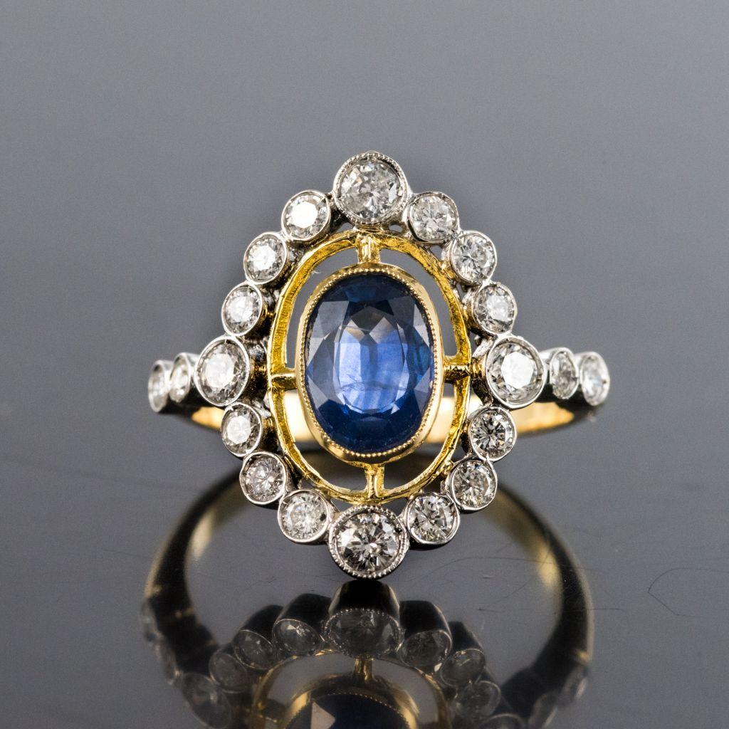 Sapphire Diamond Gold Openwork Ring 1