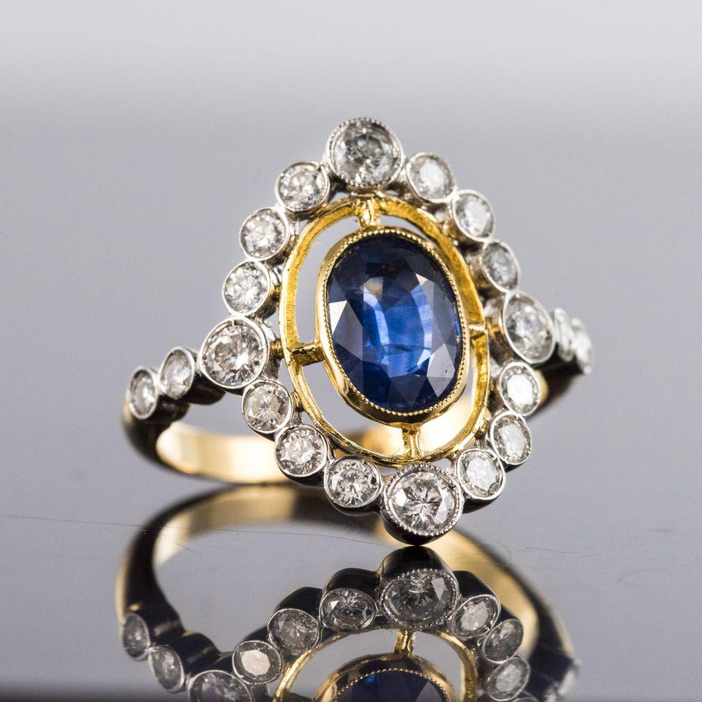 Sapphire Diamond Gold Openwork Ring 4