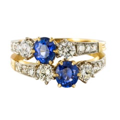Saphir Diamant Gold Platin Lovers Toi et Moi Ring