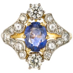 Sapphire Diamond Gold Platinum Ring