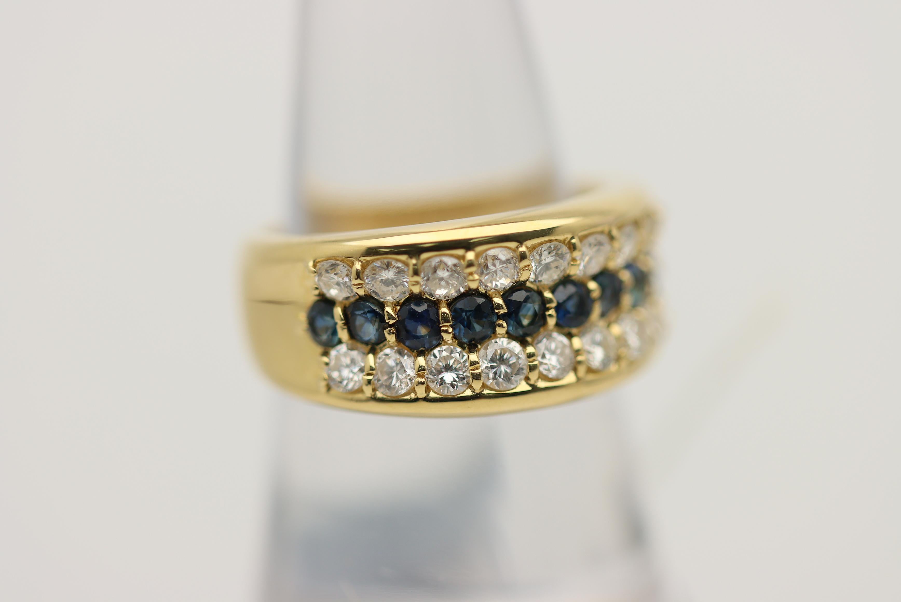 Saphir-Diamant-Goldring (Cabochon)