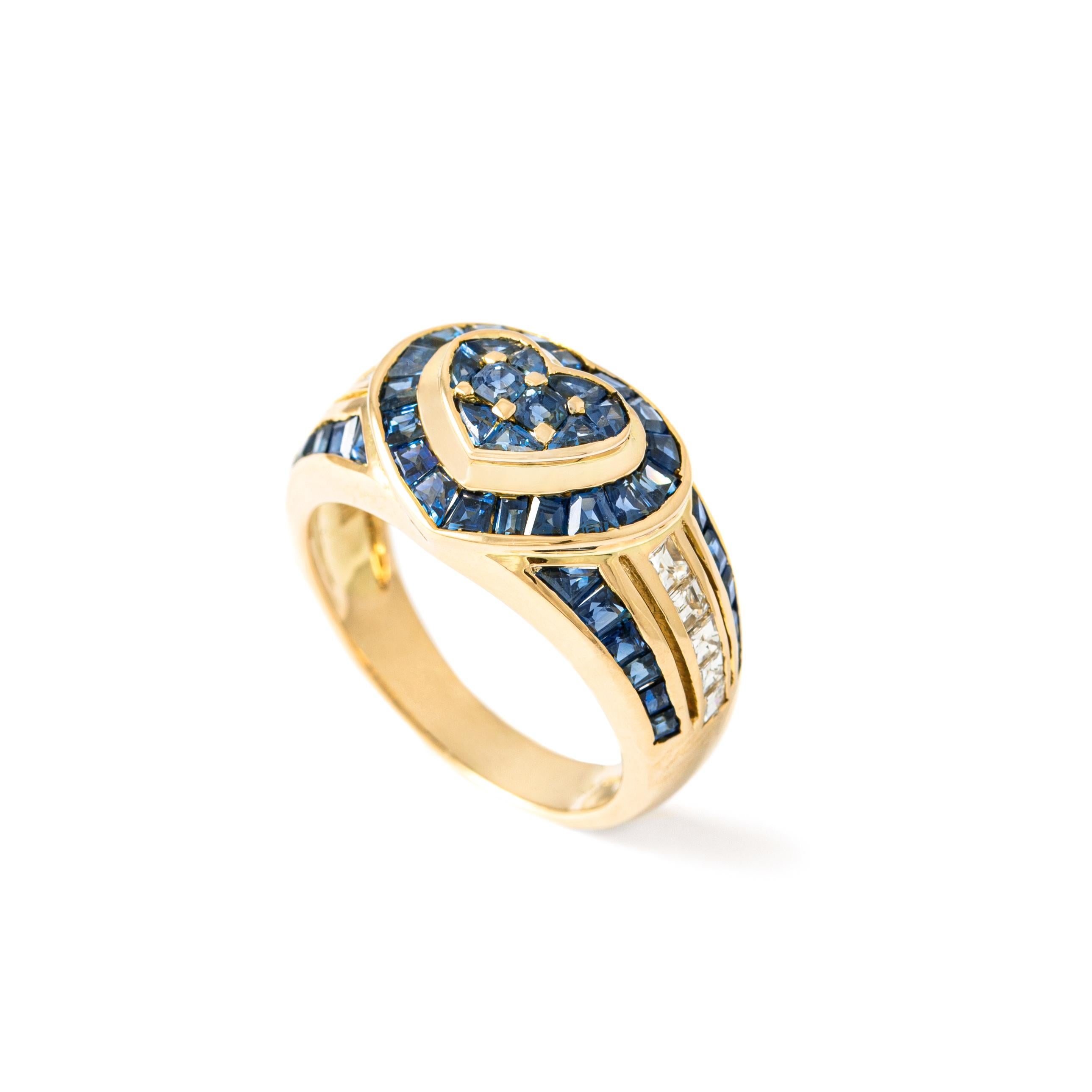 Women's Sapphire Diamond Gold Ring For Sale