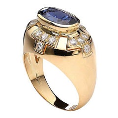 Zafiro Diamante Anillo de Oro