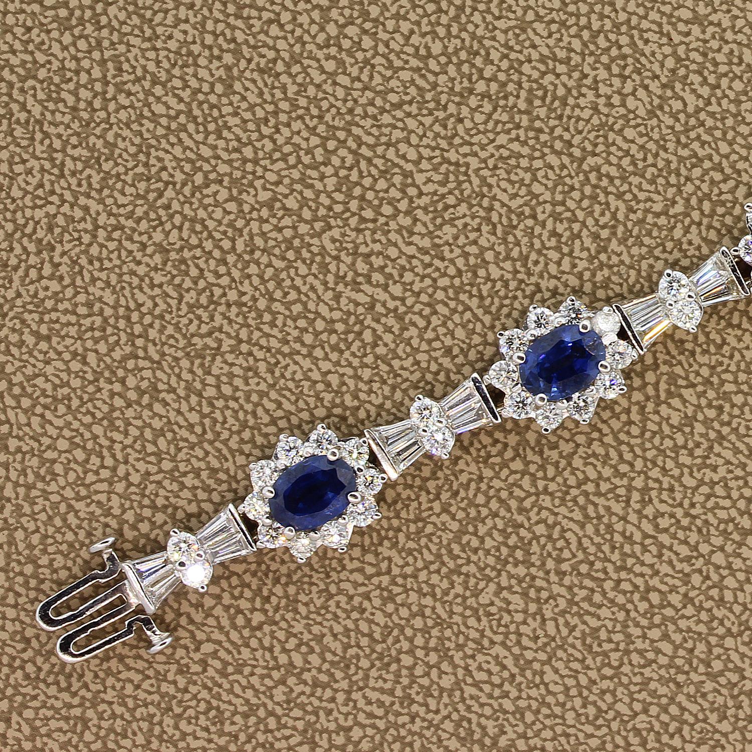 Women's Sapphire Diamond Gold Tennis Bracelet
