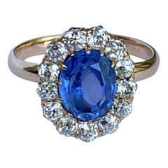 Sapphire Diamond Halo 14 Karat Rose Gold Fashion Ring - Size 7 1/2