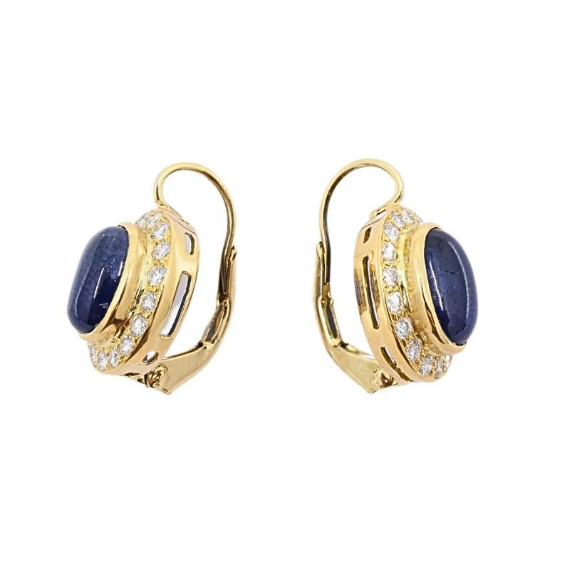 Mixed Cut Sapphire Diamond Halo Earrings 14k Gold For Sale