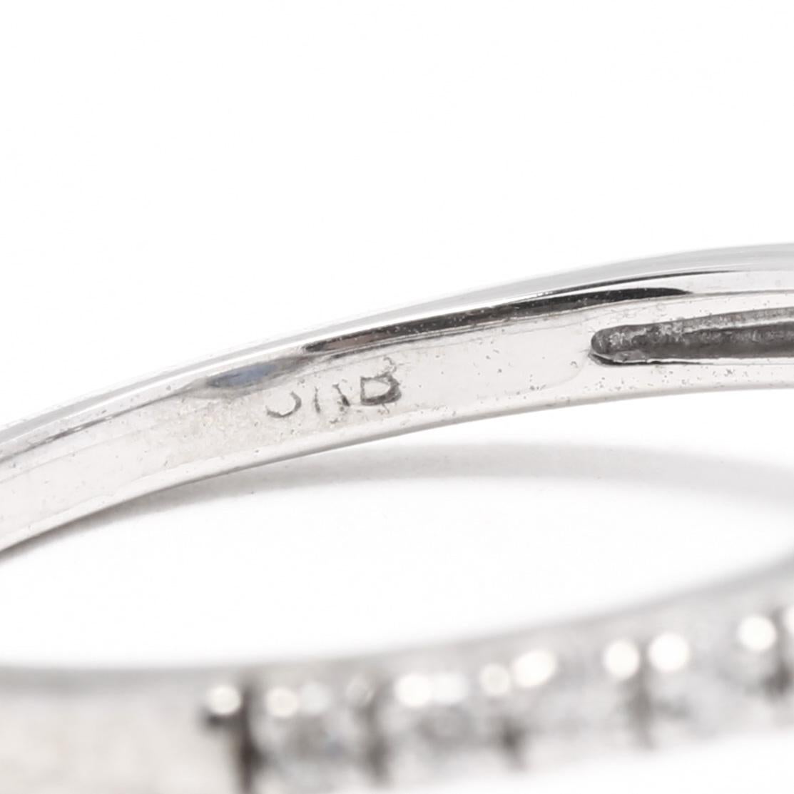 Women's or Men's Sapphire Diamond Halo Engagement Ring, 14K White Gold, Ring For Sale