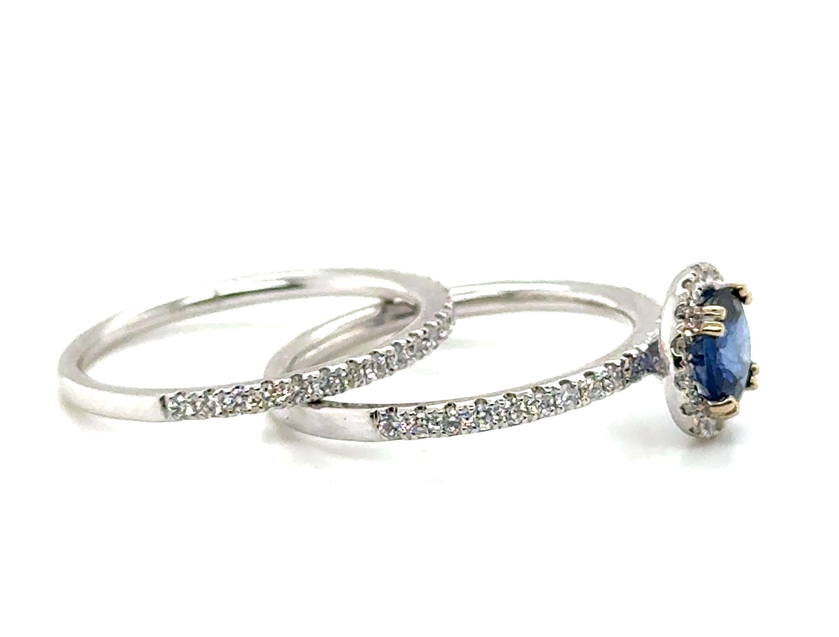 Anello di fidanzamento con zaffiro e diamante a forma di aureola 1,52 carati 18K &New In condizioni Nuovo in vendita a Dearborn, MI