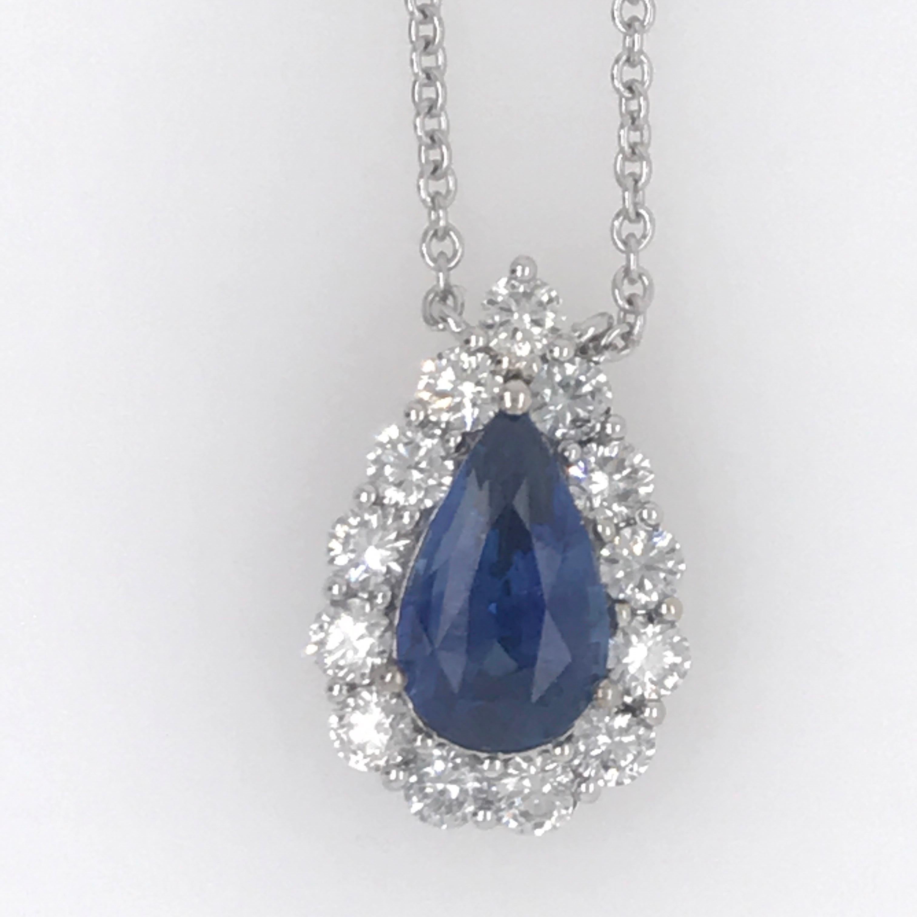 Sapphire Diamond Halo Pendant on Diamond by the Yard 6.11 Carat In New Condition In New York, NY