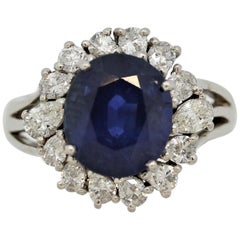 Used Sapphire Diamond Halo Platinum Ring