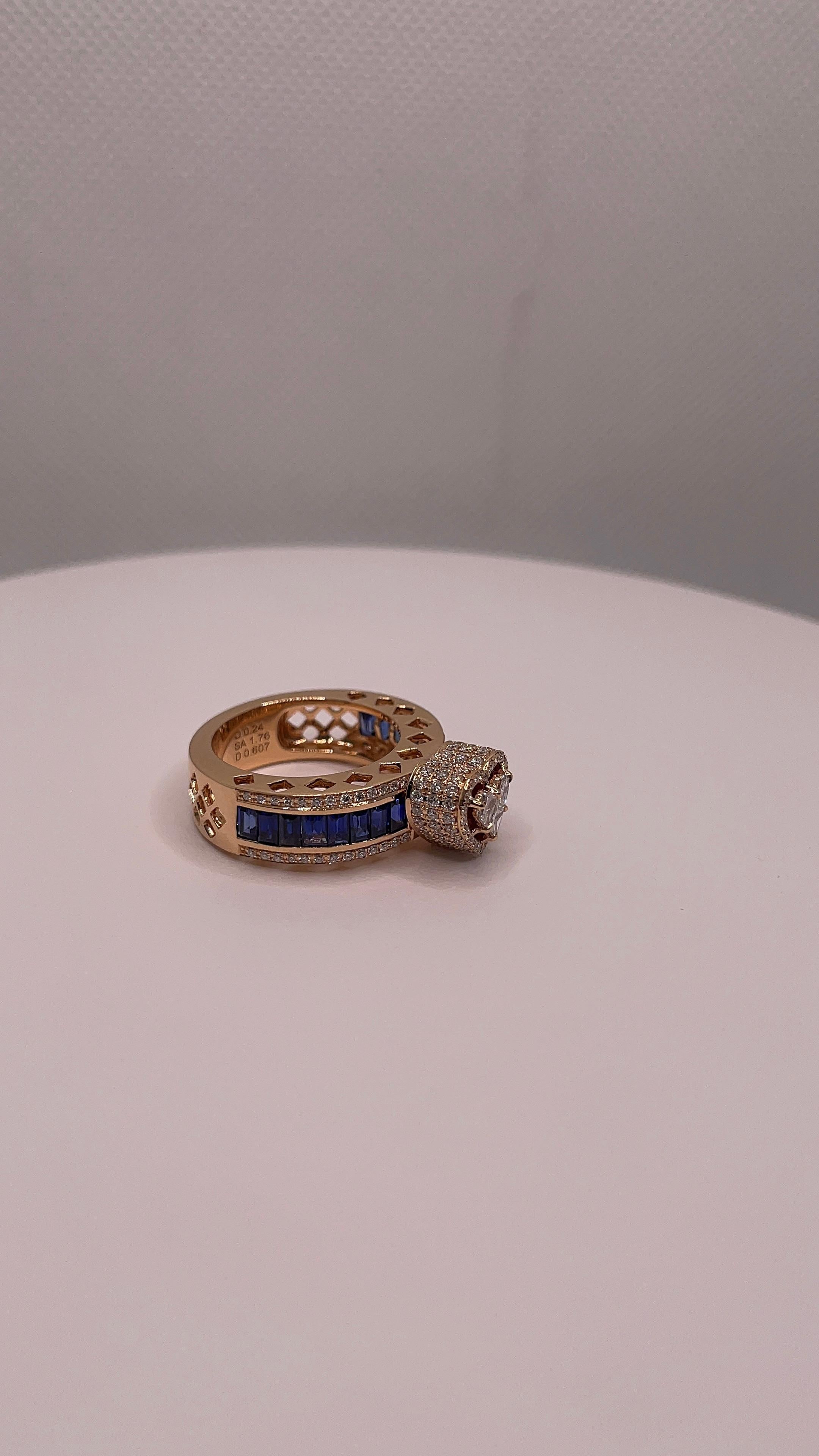 Anello con cuore di zaffiro e diamante in vendita 8