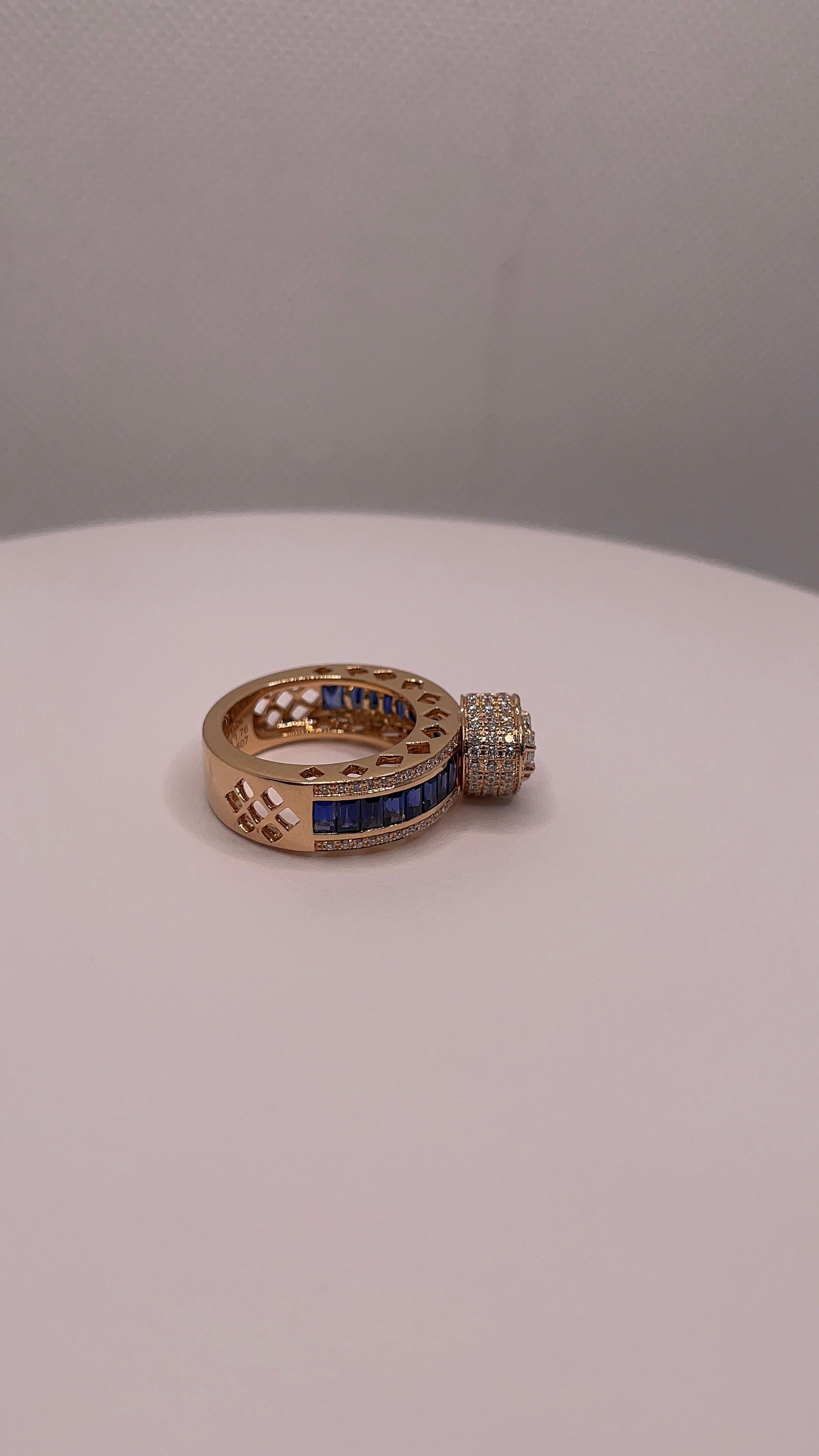 Anello con cuore di zaffiro e diamante in vendita 9