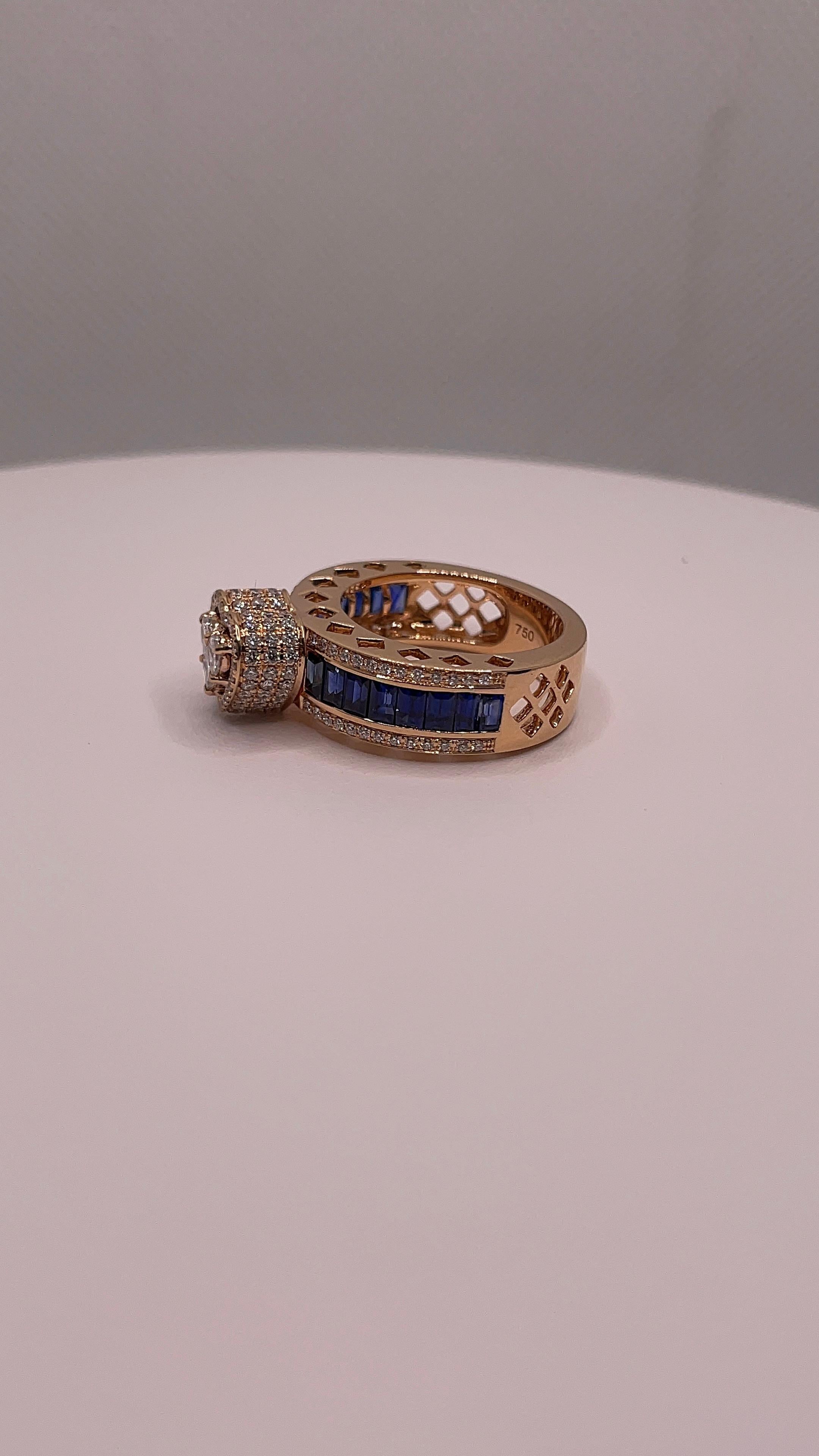 Anello con cuore di zaffiro e diamante in vendita 13