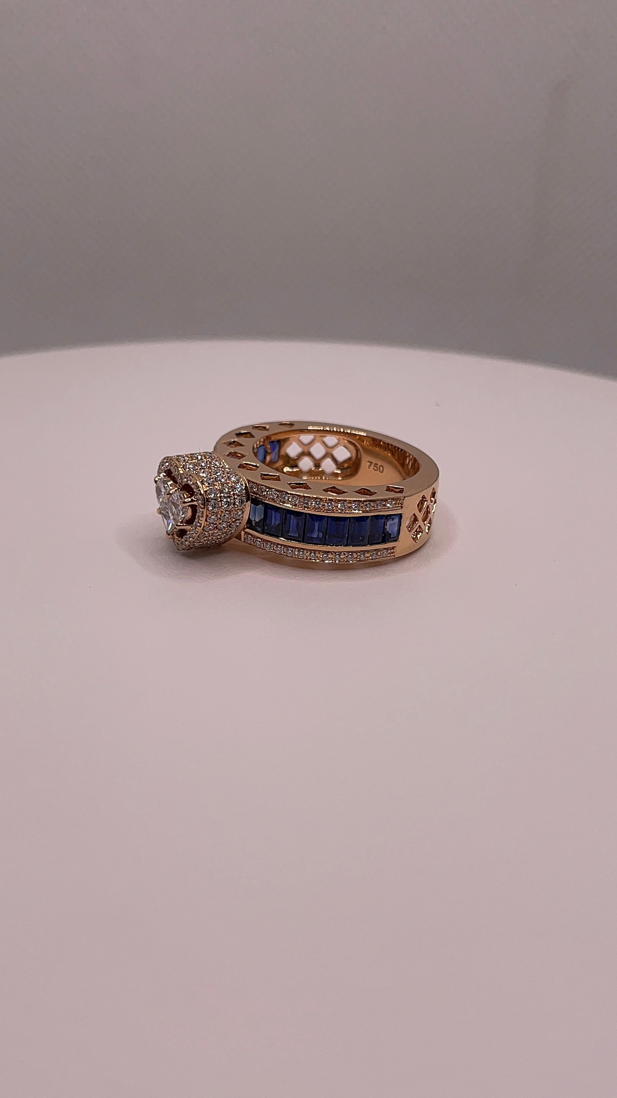 Anello con cuore di zaffiro e diamante in vendita 14