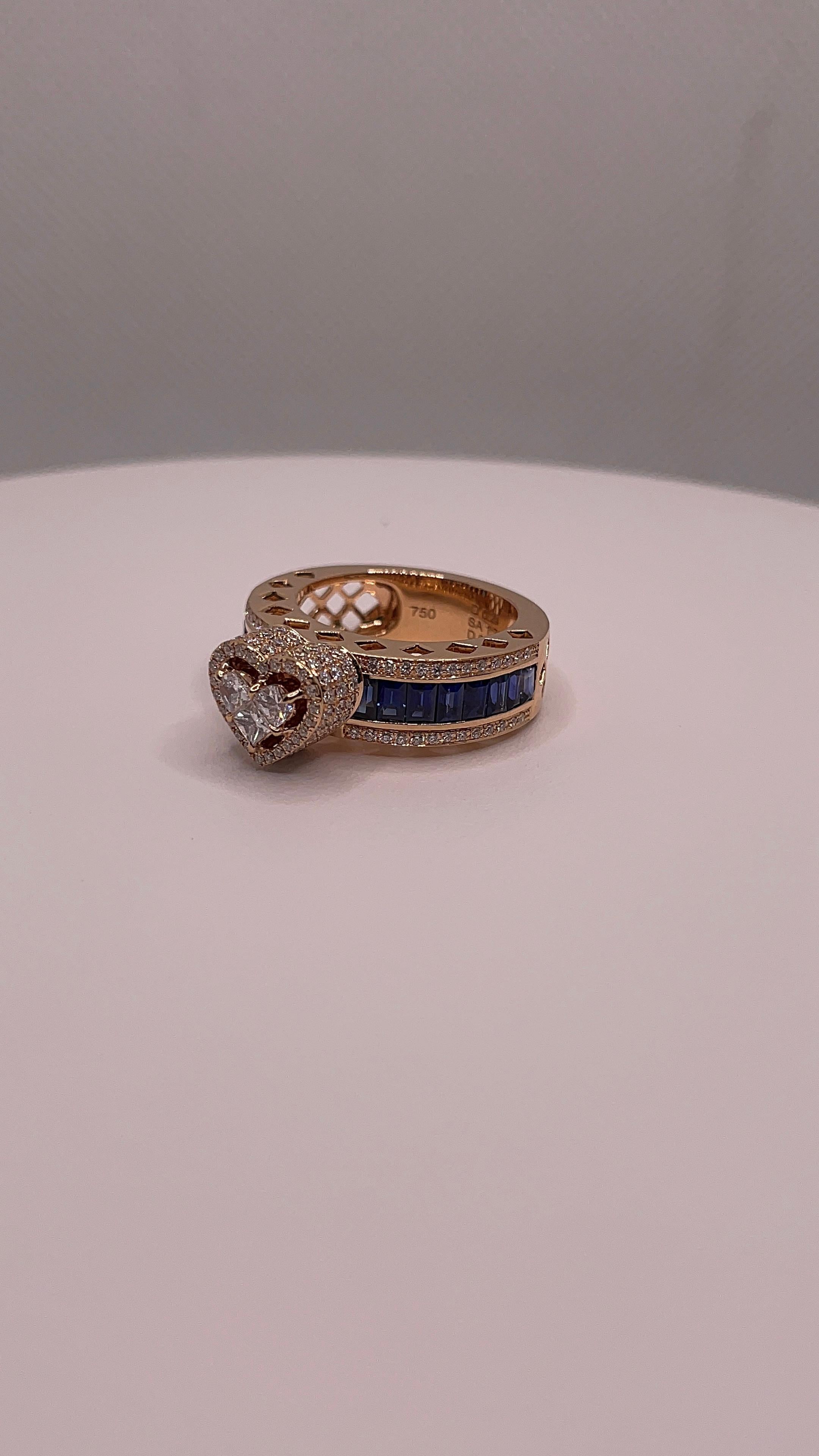 Anello con cuore di zaffiro e diamante in vendita 15