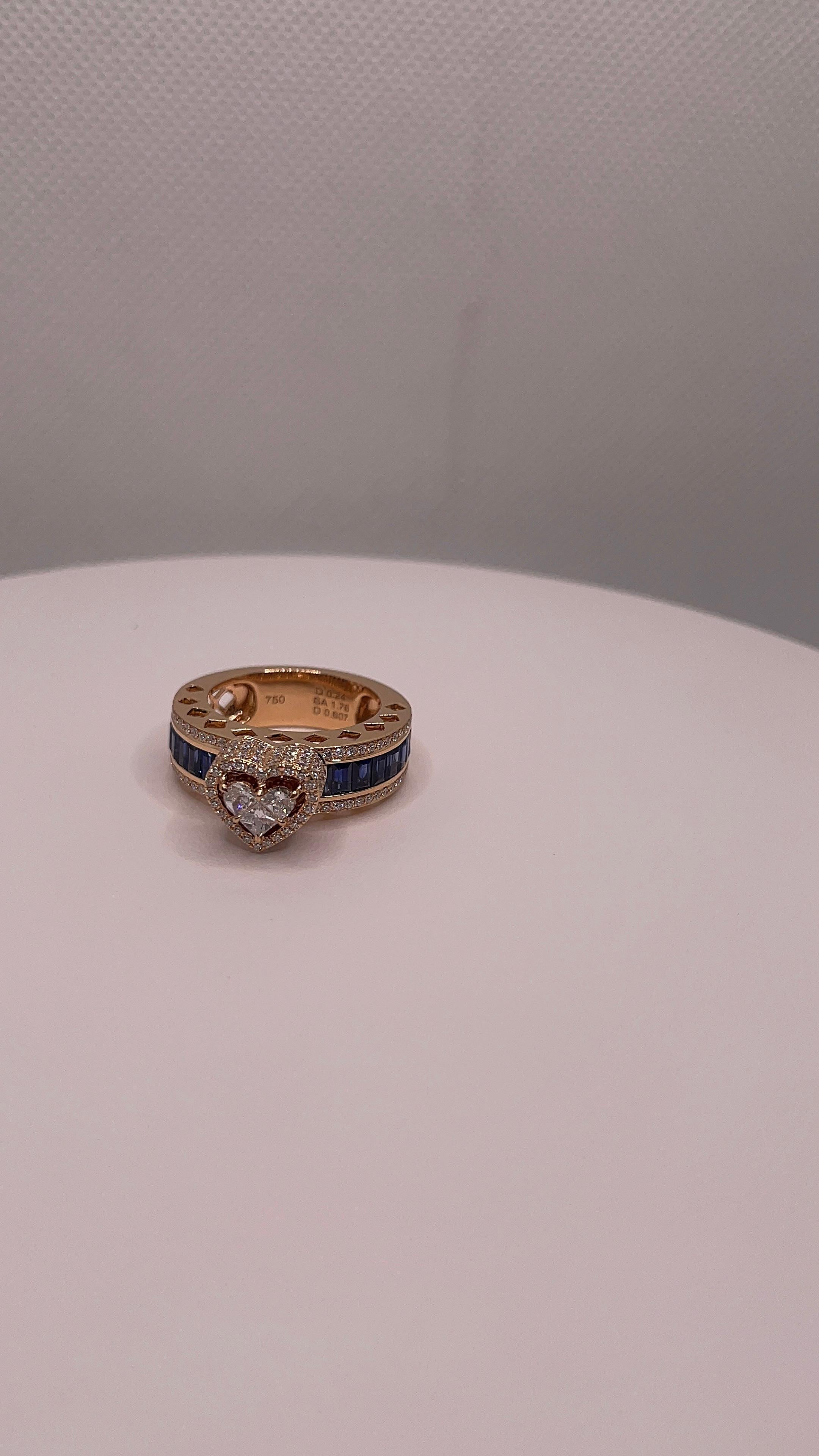Anello con cuore di zaffiro e diamante In condizioni Nuovo in vendita a Hong Kong, HK