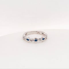 Bague Infinity en or 14 carats, saphir bleu et diamants