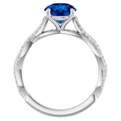 Sapphire Diamond Infinity Inspired Engagement Ring 14K White Gold
