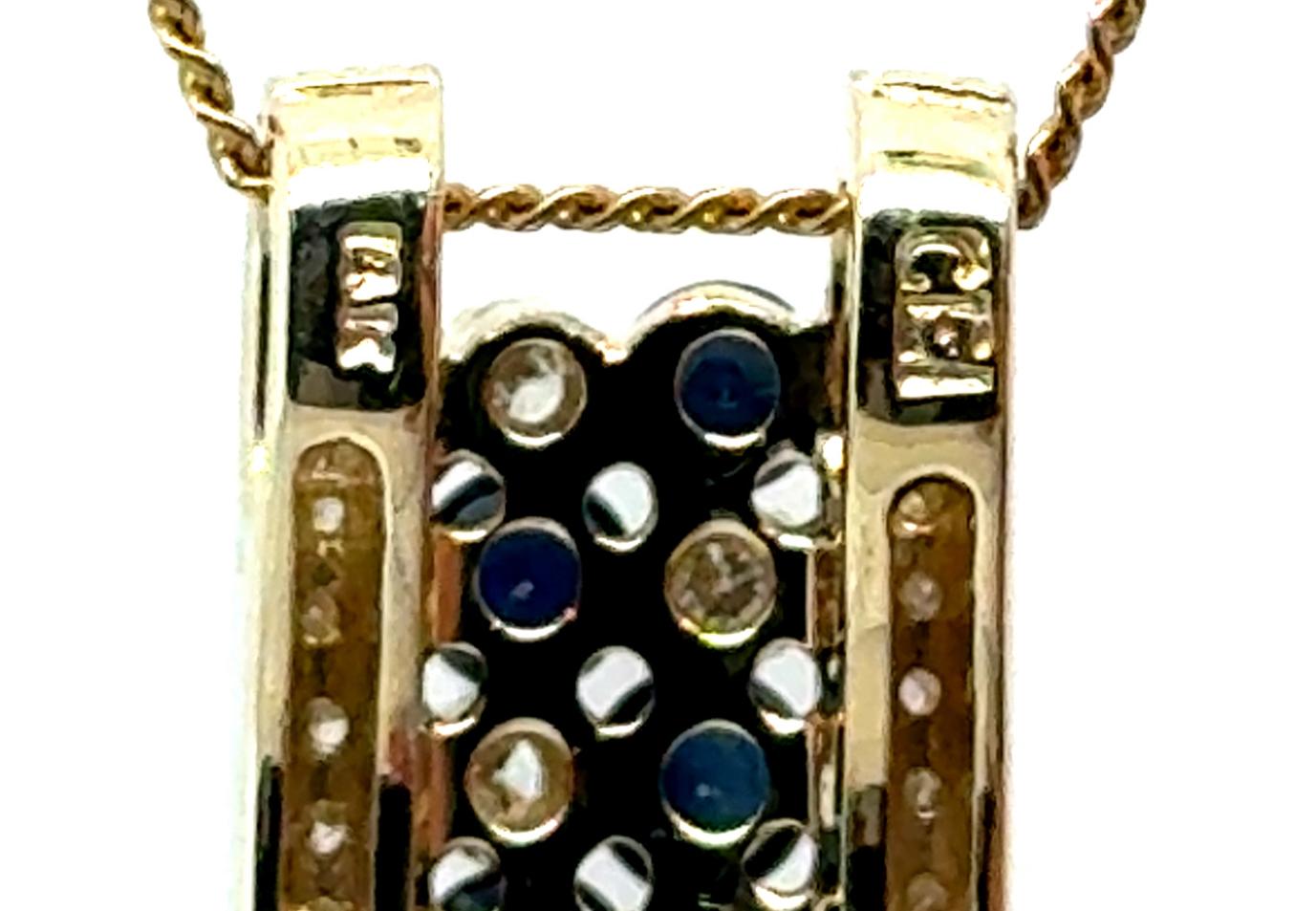 Donna Ciondolo a scala con zaffiro e diamante 14K Diamante estratto 1 carato Pietra di nascita 1ct in vendita