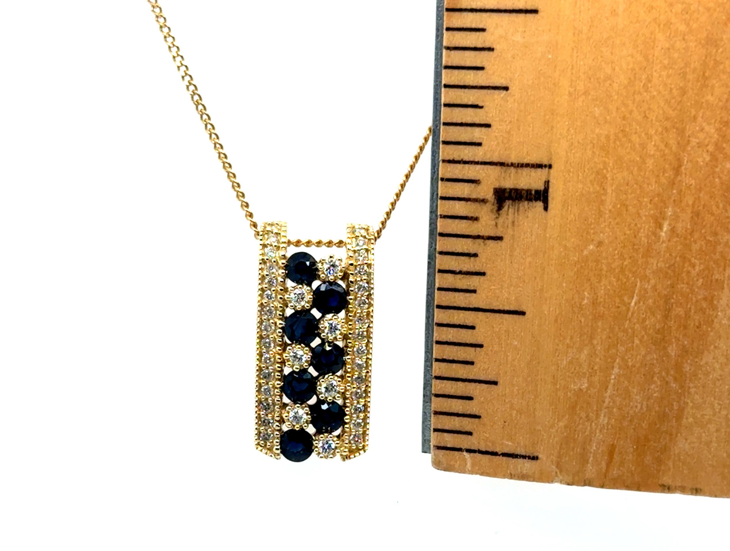 Ciondolo a scala con zaffiro e diamante 14K Diamante estratto 1 carato Pietra di nascita 1ct in vendita 1