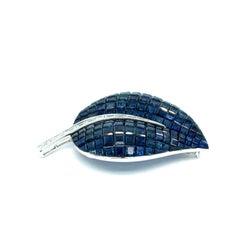 Sapphire Diamond Leaf Brooch