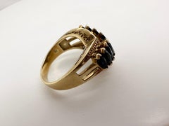 Sapphire & Diamond Marquise wedding band 14KT gold