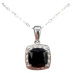 Collana con zaffiro e diamante in oro bianco 14K 1.50ctw 18in Nuovo