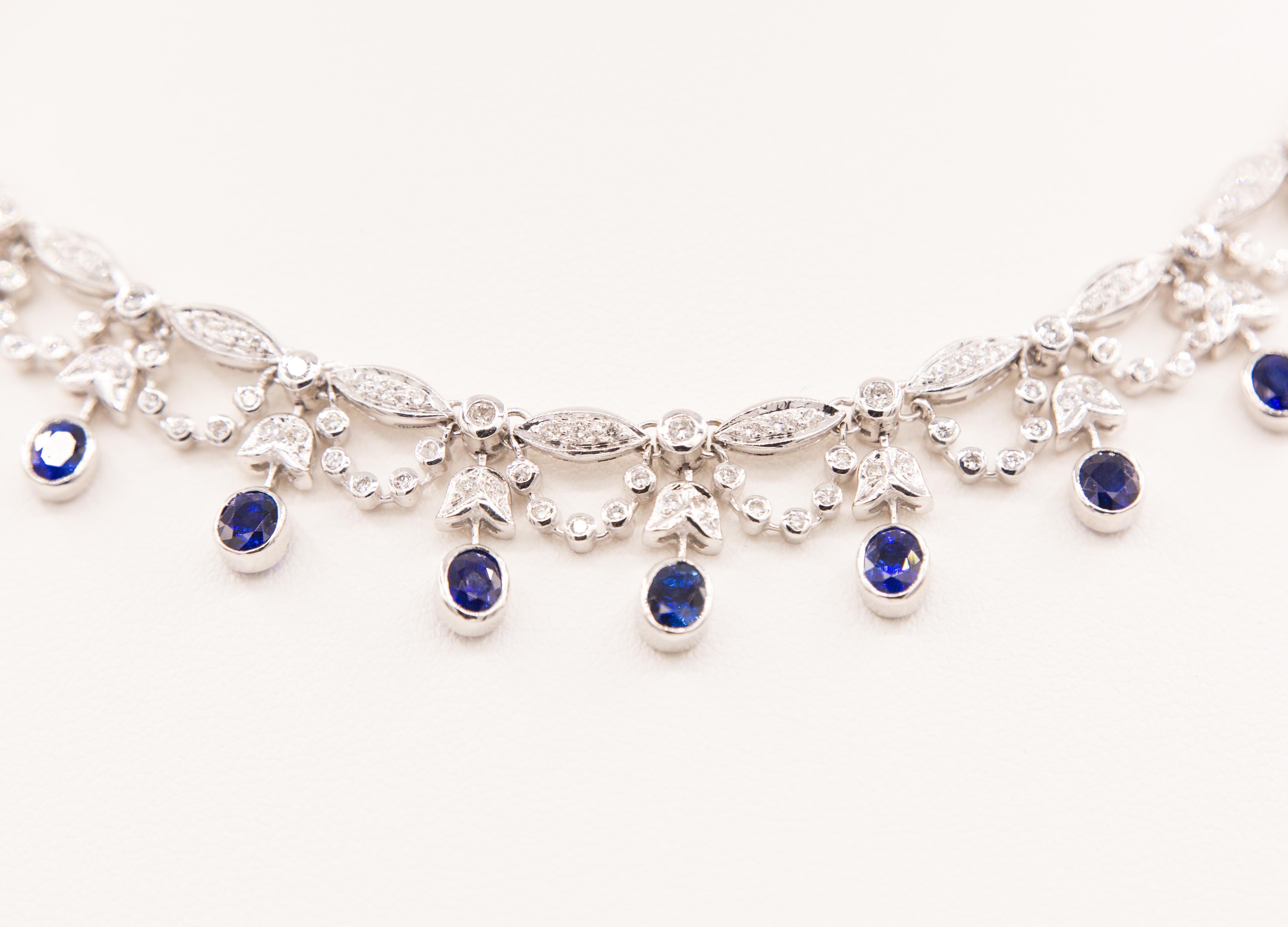 Collana con zaffiro e diamanti 18 K. in vendita 6