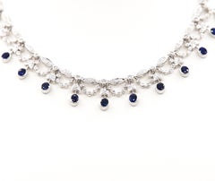 Sapphire diamond necklace 18 k