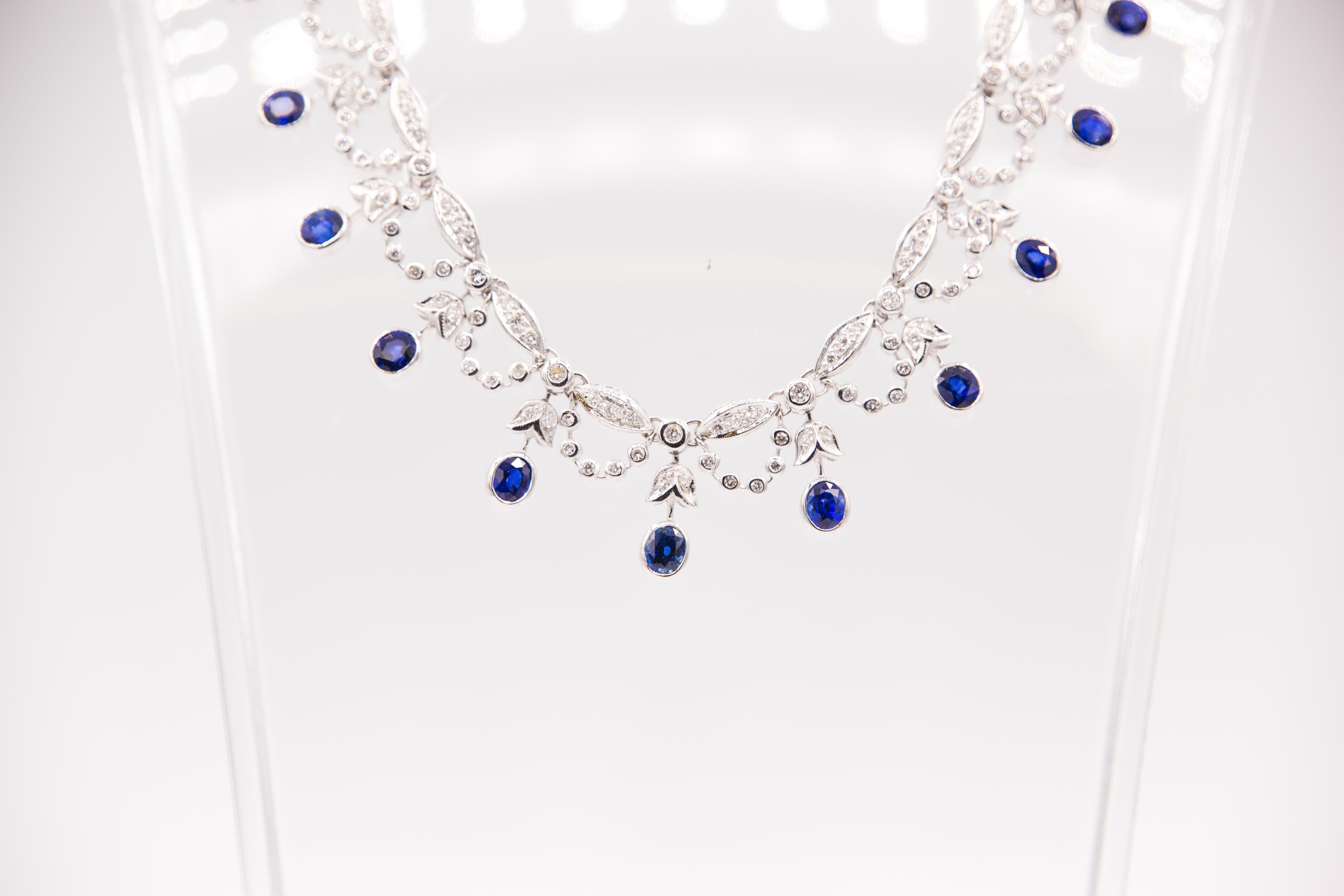 Collana con zaffiro e diamanti 18 K. in vendita 2