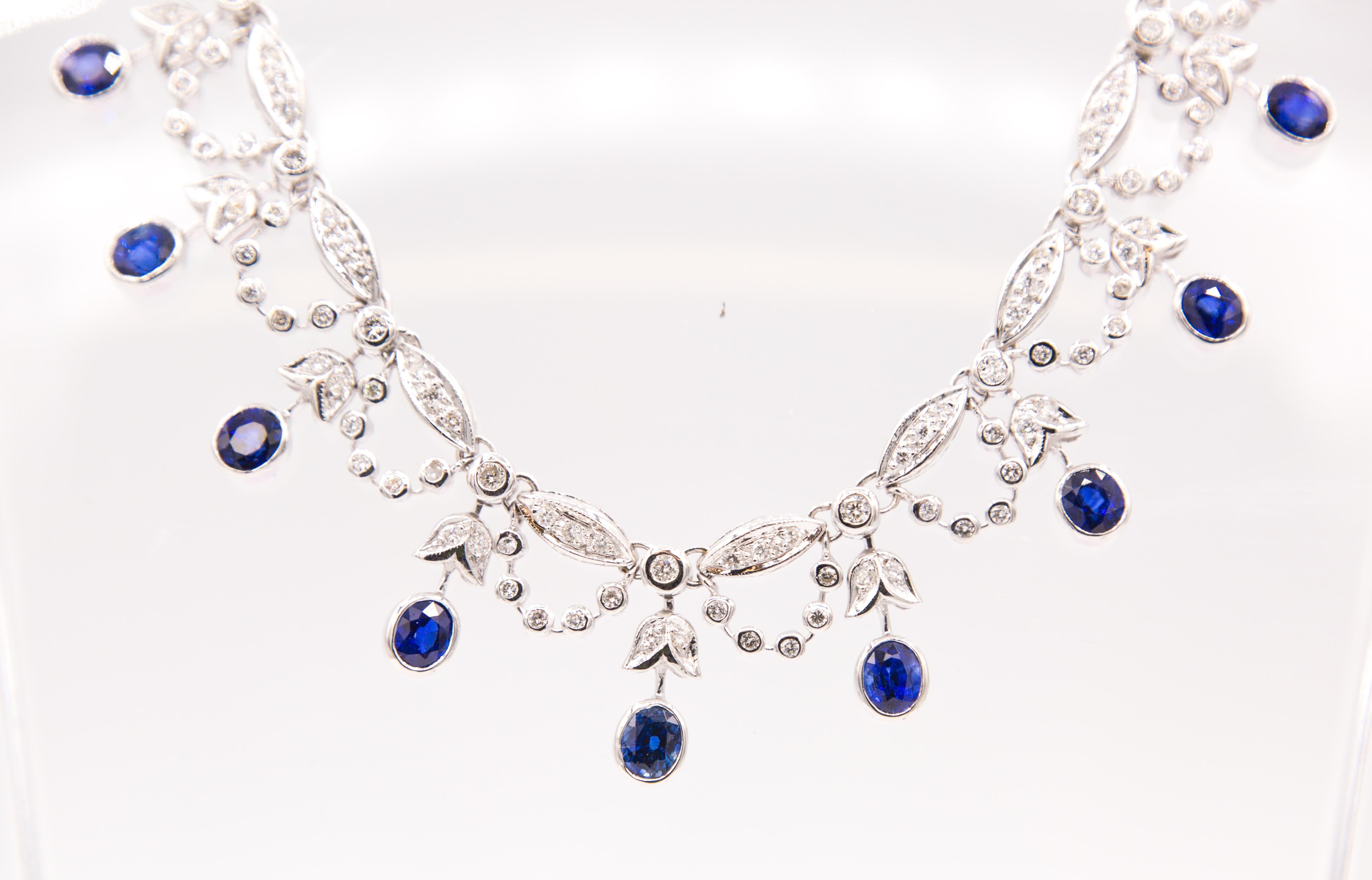 Collana con zaffiro e diamanti 18 K. in vendita 3
