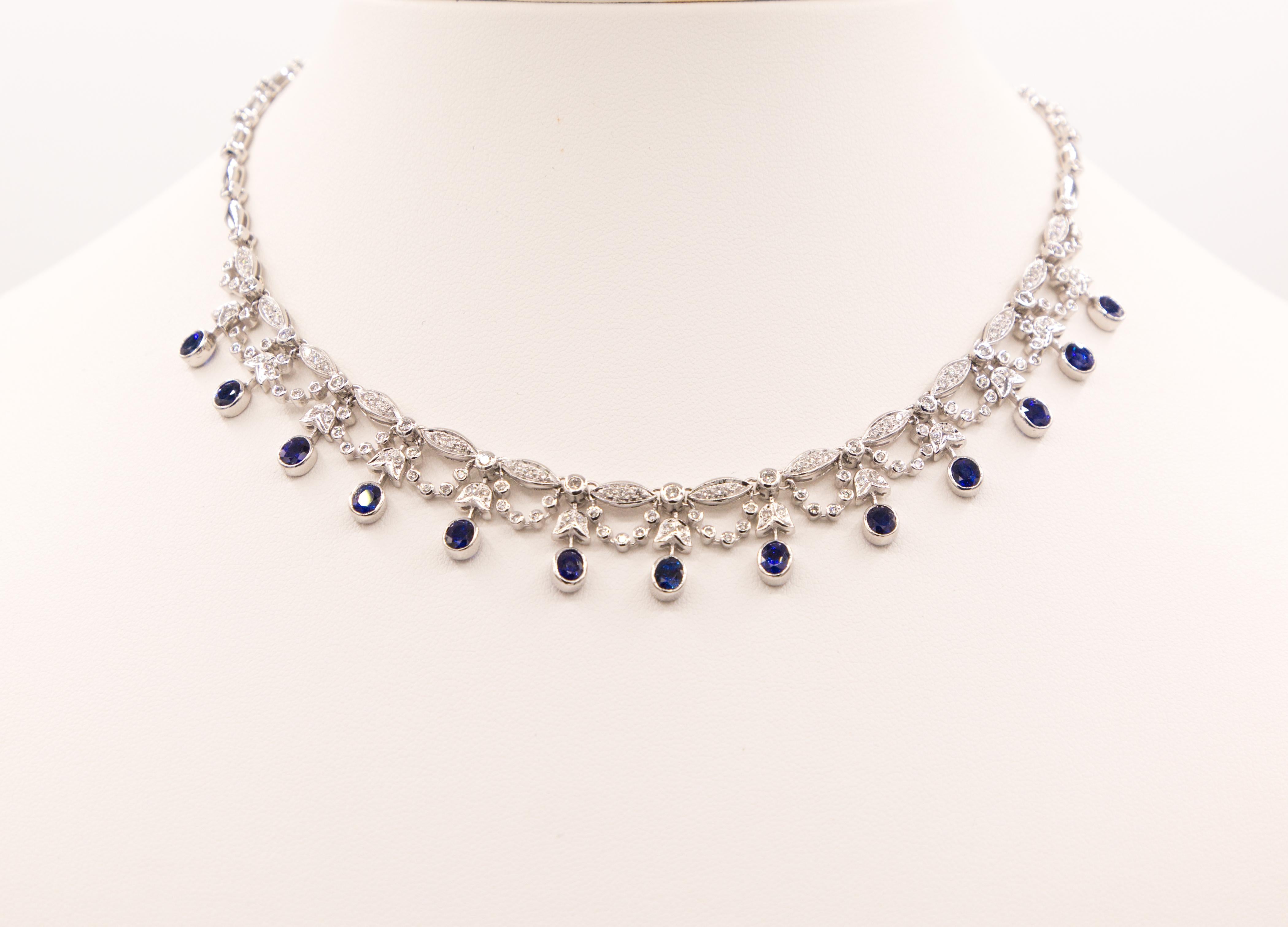 Collana con zaffiro e diamanti 18 K. in vendita 4