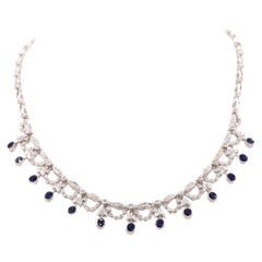 Sapphire diamond necklace 18 k