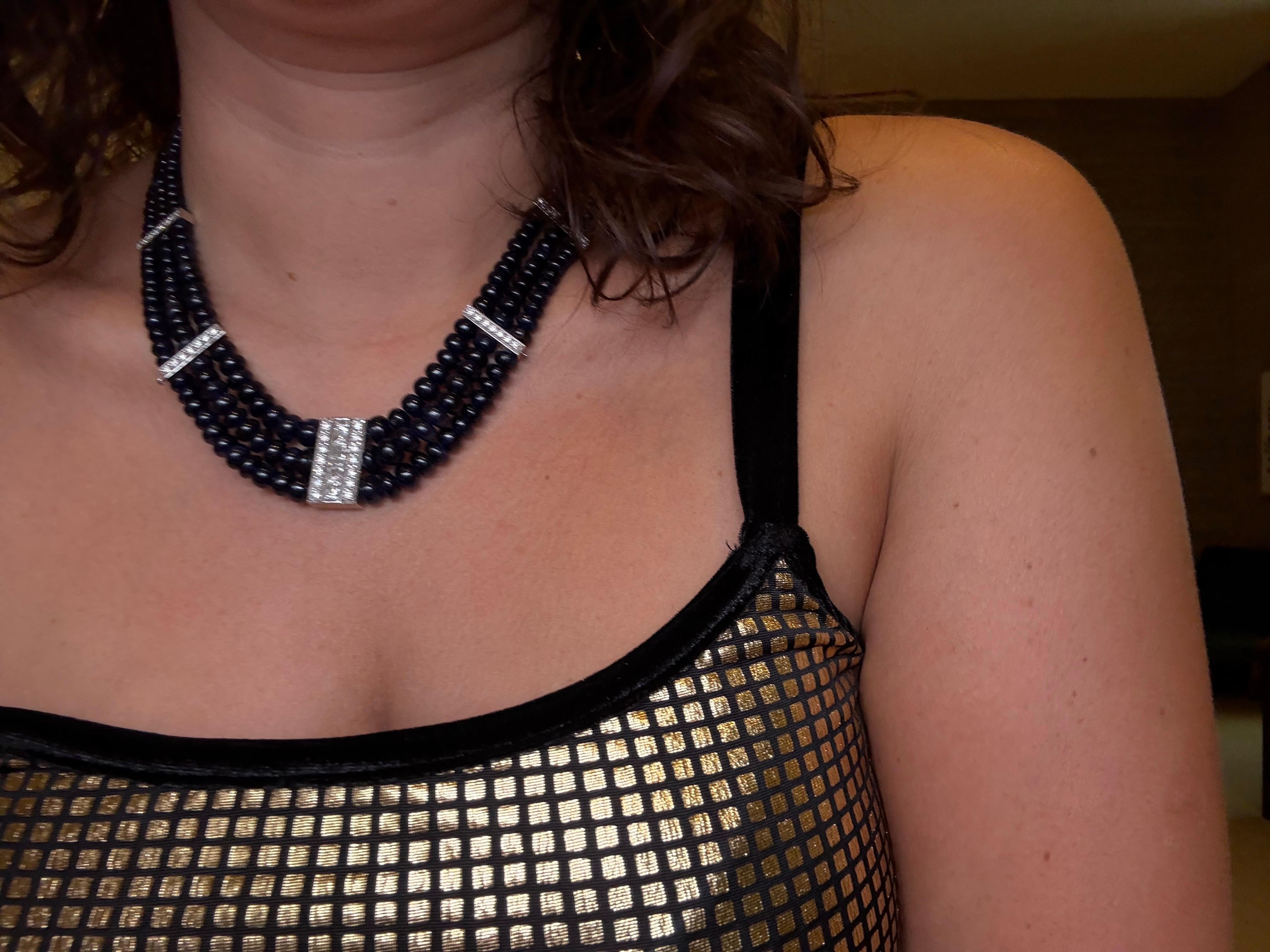 Collana di zaffiri e diamanti Estate 18KT, raro reperto di 5,28 carati in vendita 5