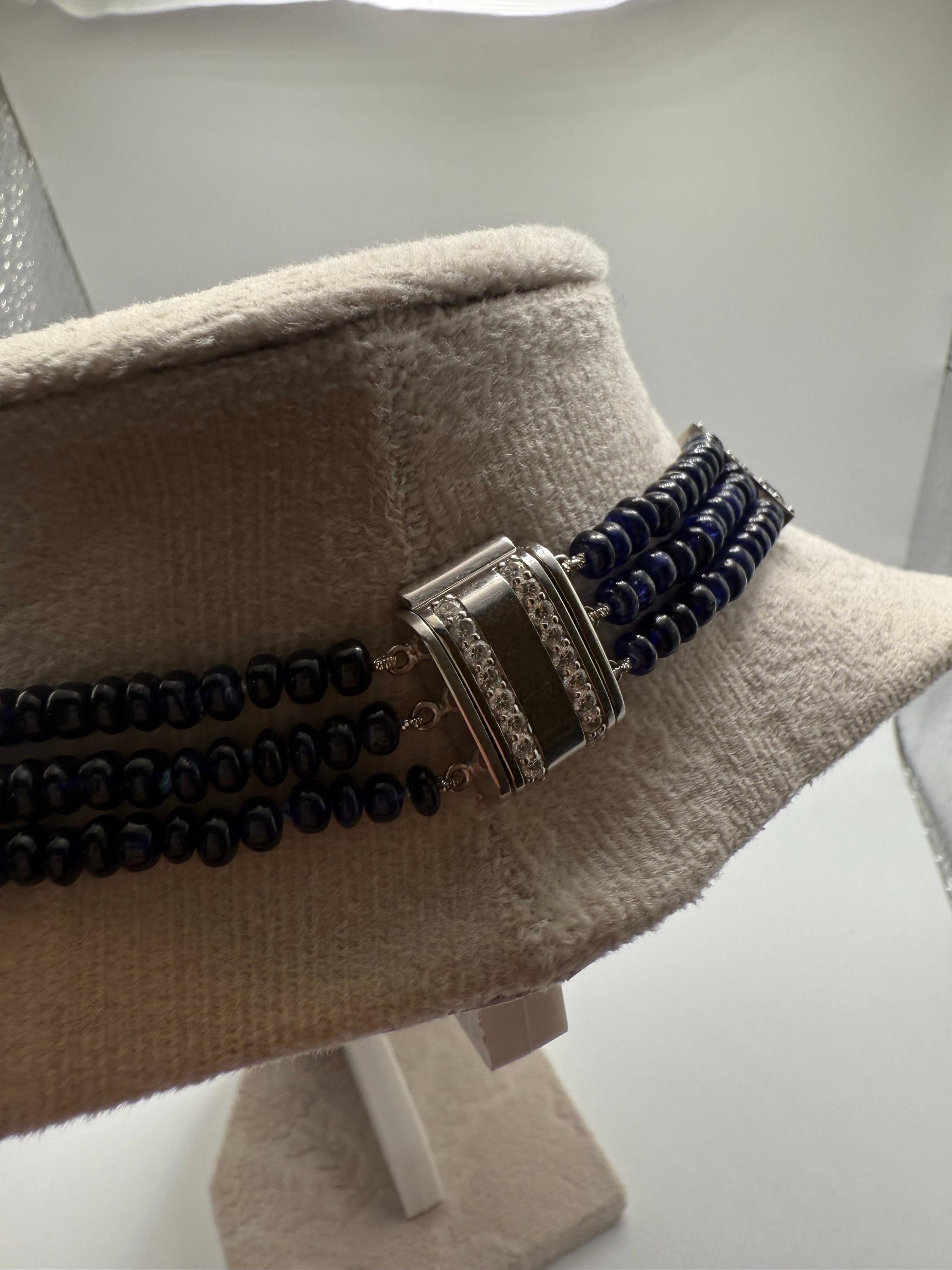 Collana di zaffiri e diamanti Estate 18KT, raro reperto di 5,28 carati In condizioni ottime in vendita a Boca Raton, FL
