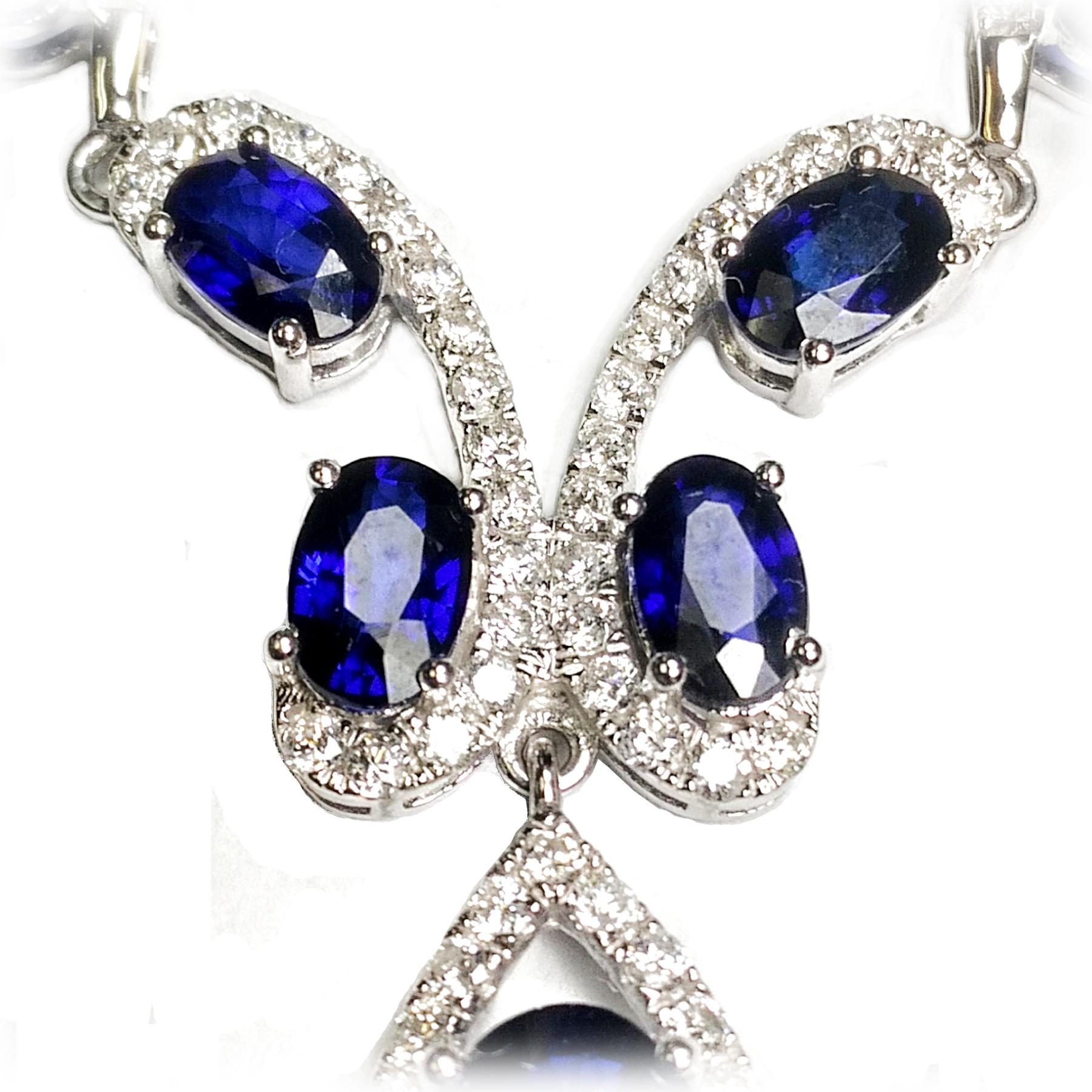 Oval Cut Sapphire Diamond Necklace
